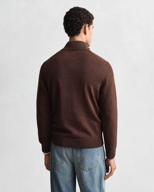 Camisola de malha em algodão com meio fecho Casual