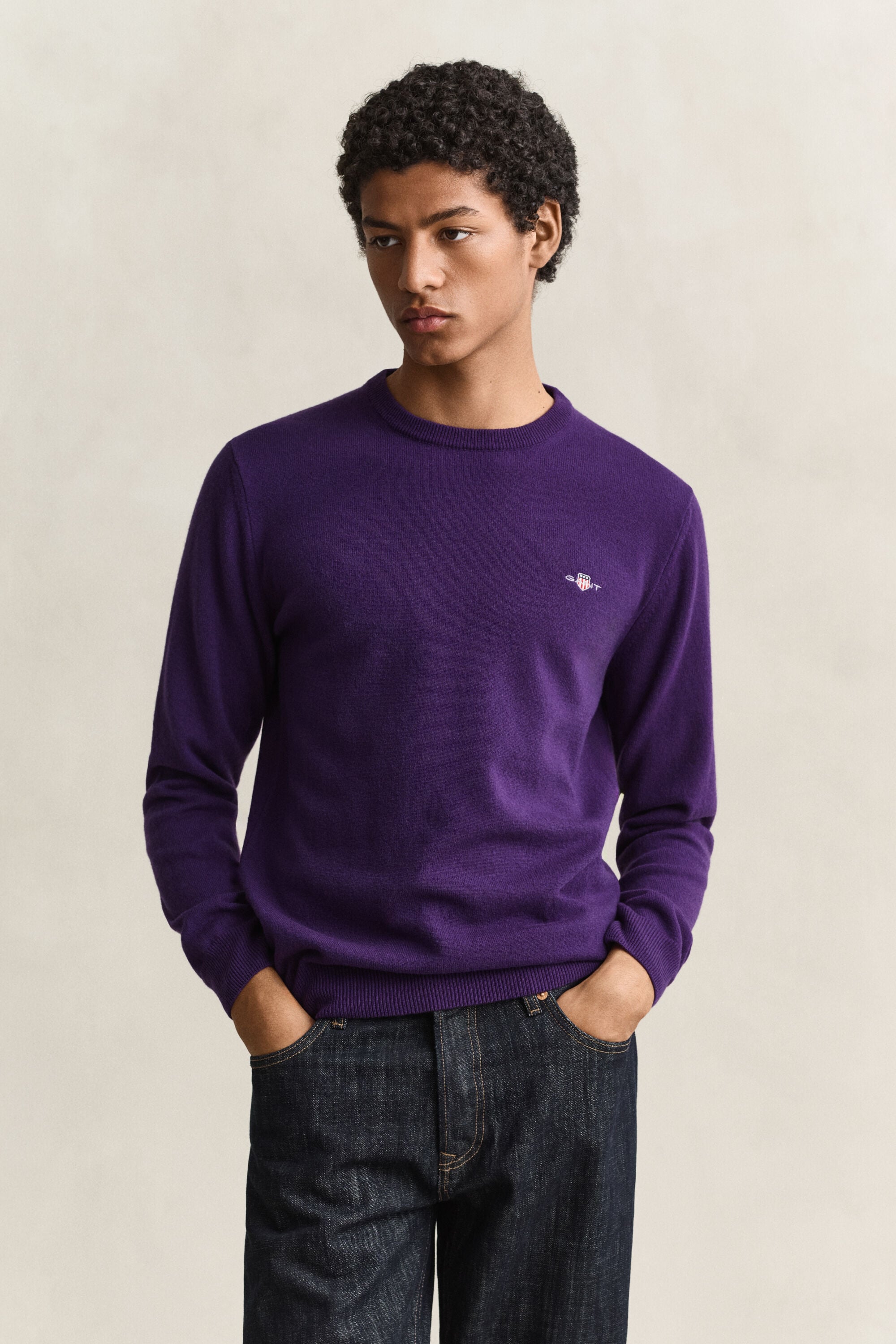 Camisola de malha com decote redondo em lã