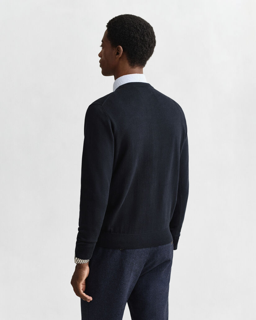 Camisola de malha com decote redondo clássica em algodão