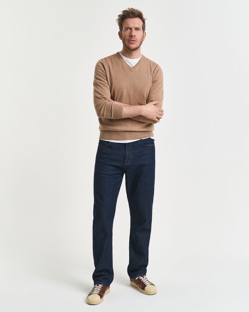 Pulover com decote em V em algodão clássico