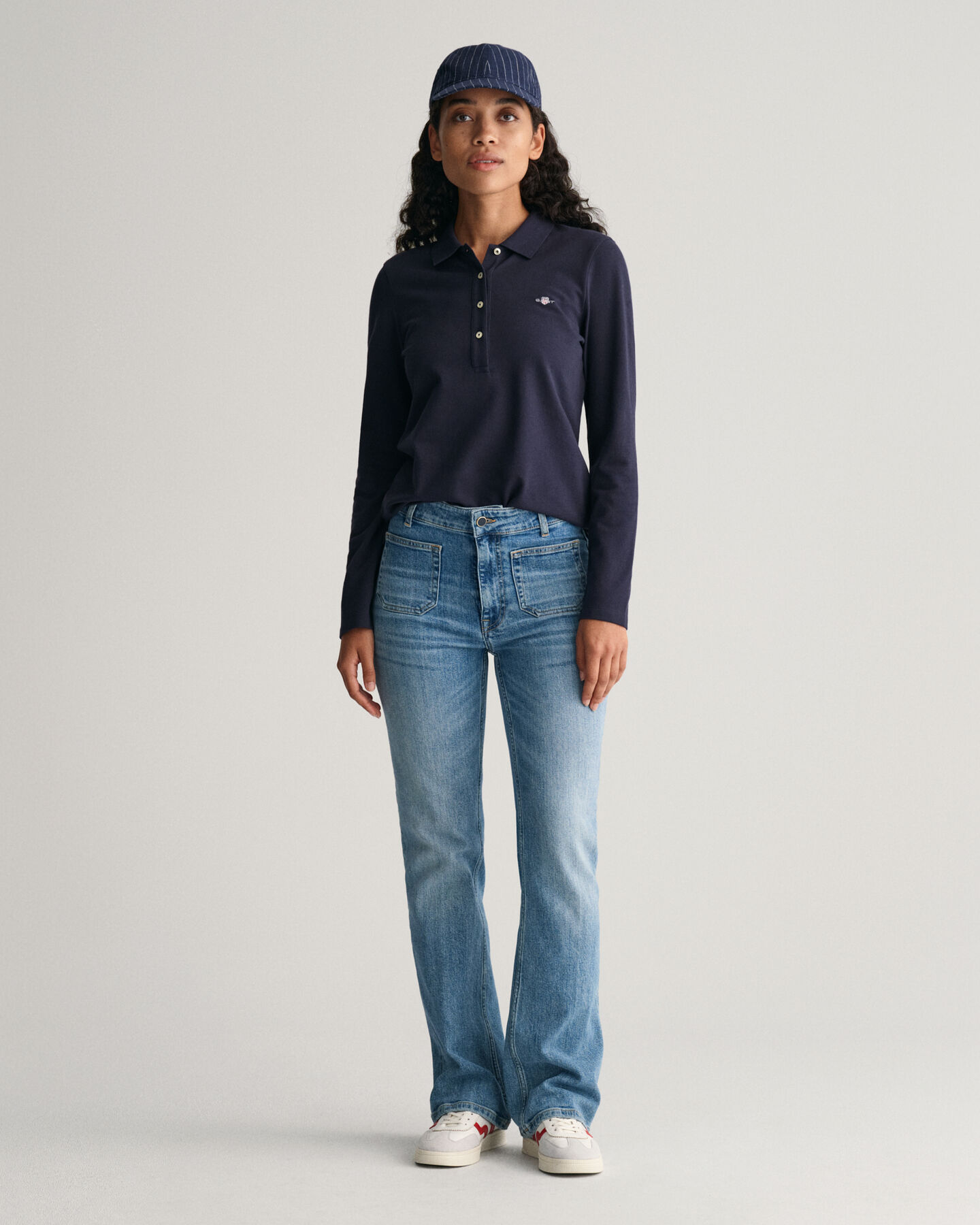 Polo de manga comprida em algodão piqué Shield