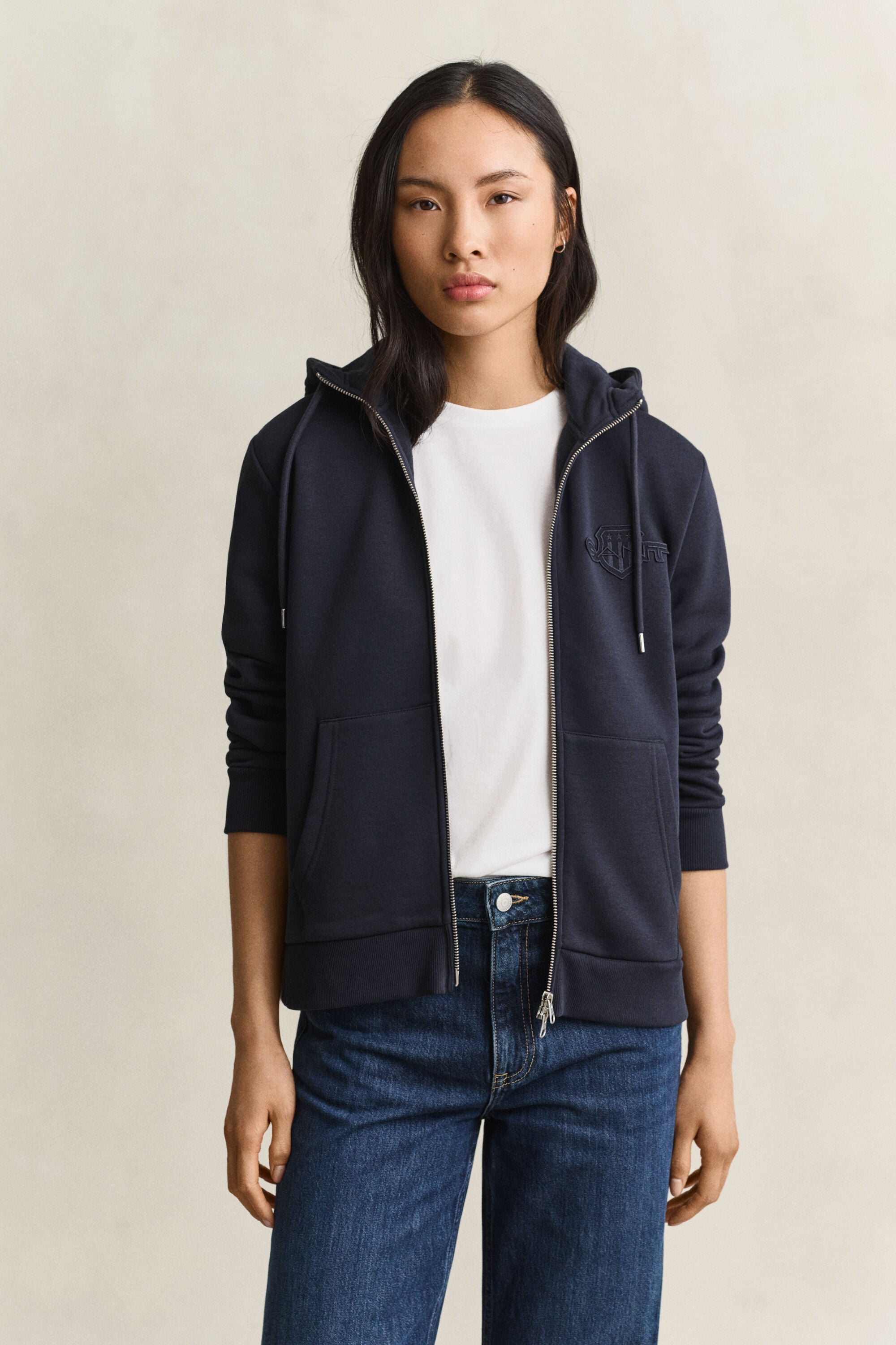 Sweatshirt com capuz e fecho Tonal Shield