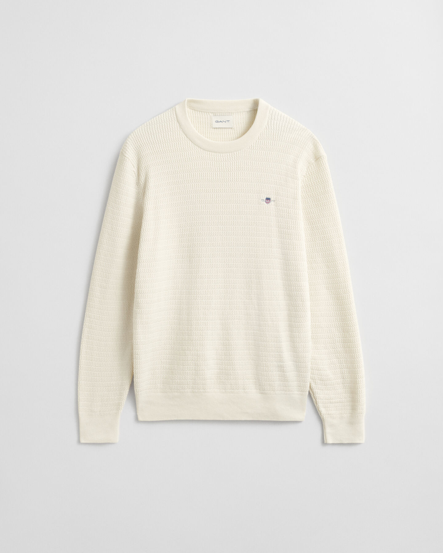 Camisola em mini malha entrançada com decote redondo