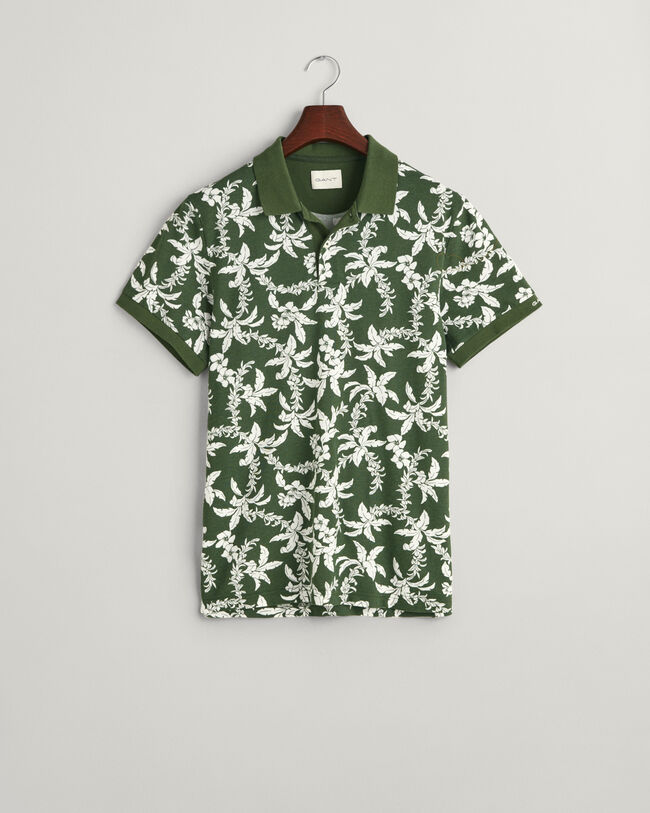 Polo em algod&atilde;o piqu&eacute; Palm Lei Print