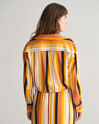 Camisa &agrave;s riscas com atilhos relaxed fit