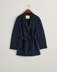 Blazer com cinto cosido à mão