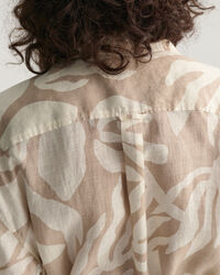 Vestido-camisa em linho Palm Print