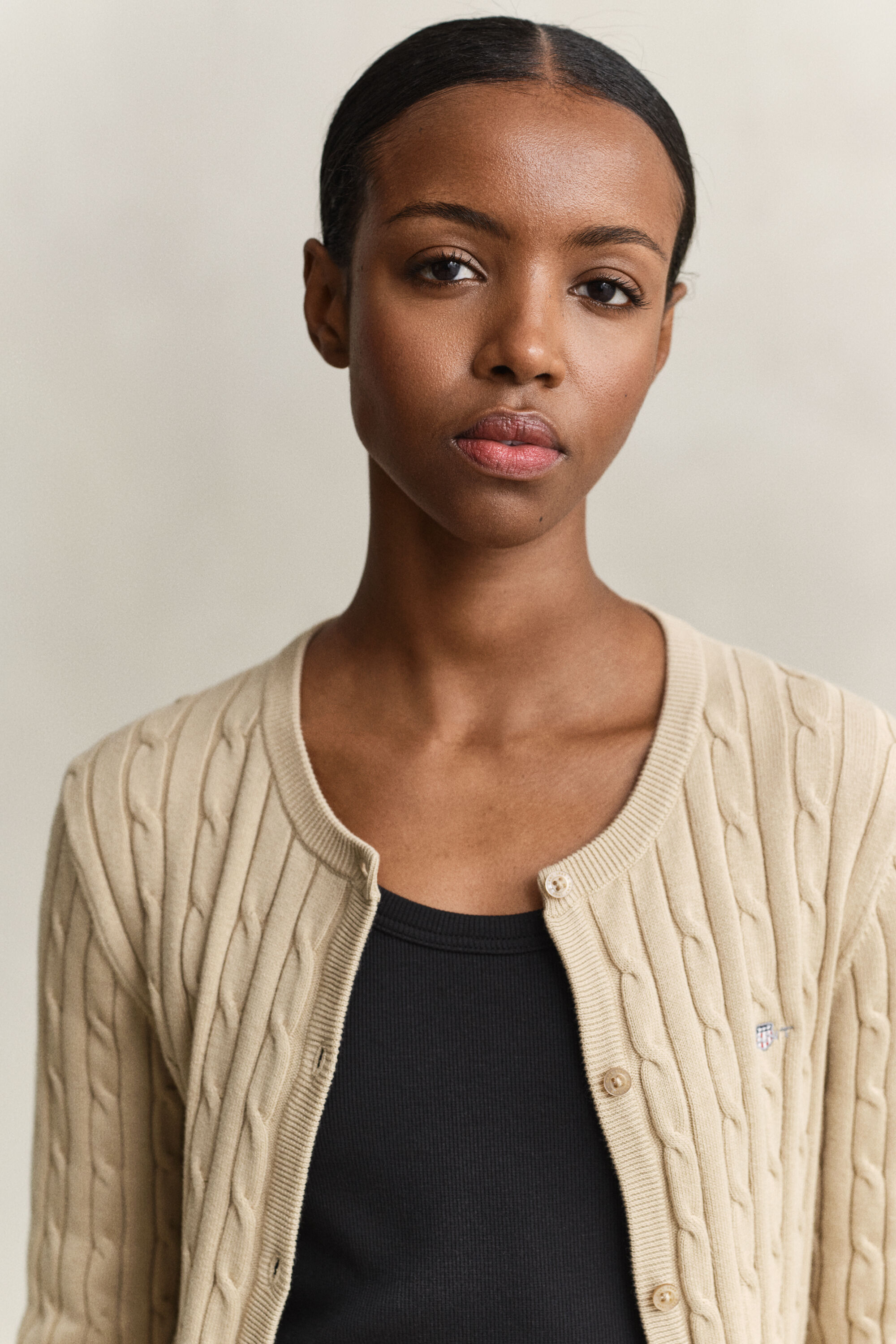 Casaco de malha entrançada