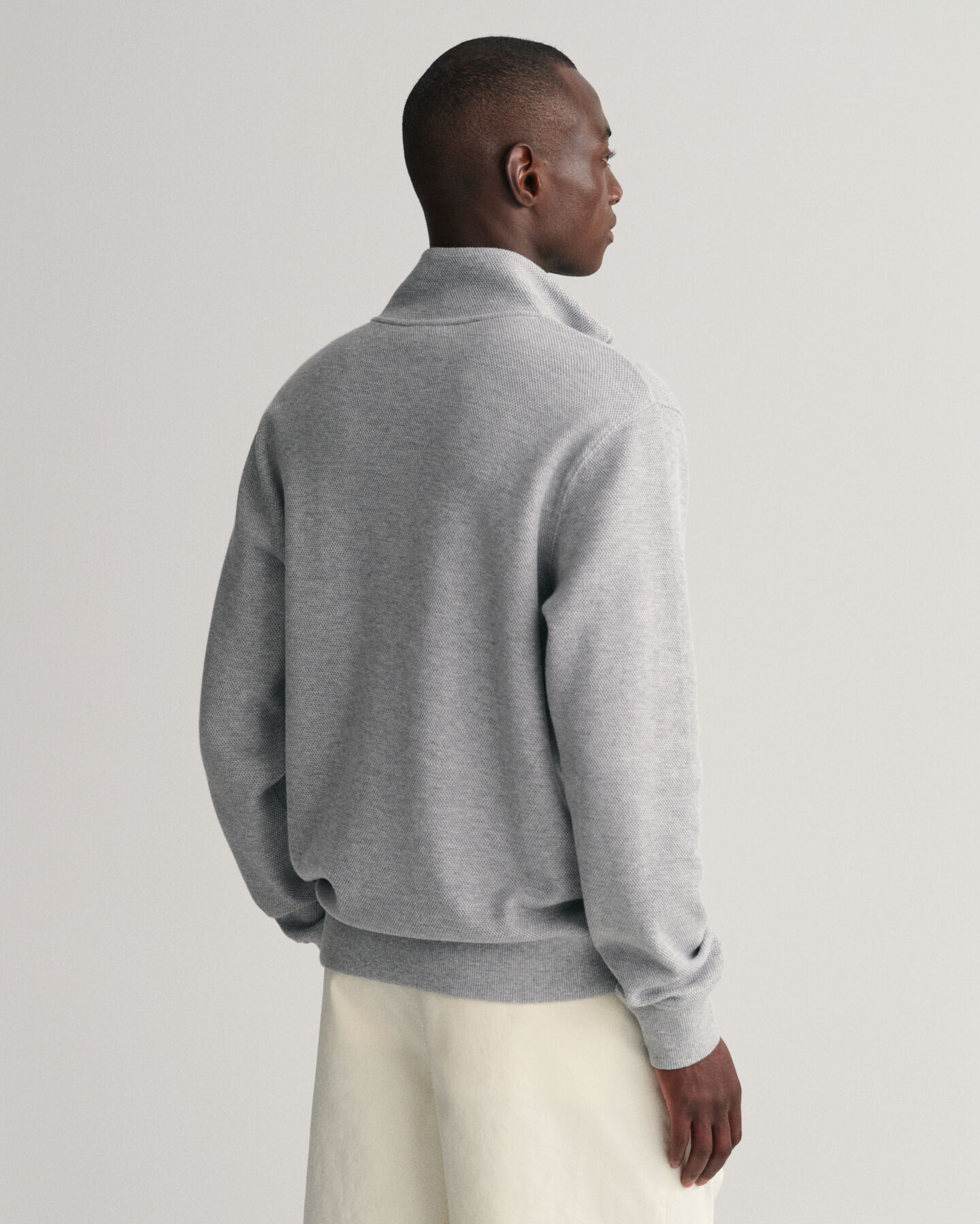 Sweatshirt com meio fecho Waffle Texture