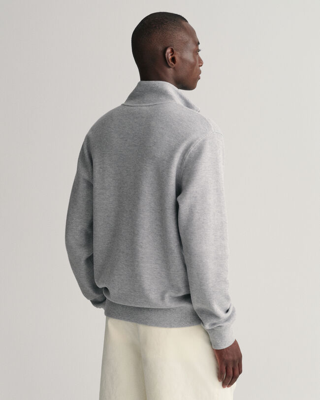 Sweatshirt com meio fecho Waffle Texture