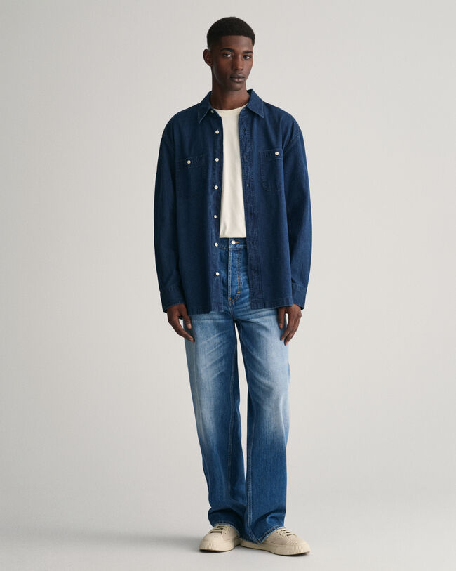 Camisa &iacute;ndigo Textured relaxed fit