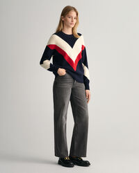 Pulover com decote redondo e bloco de cor