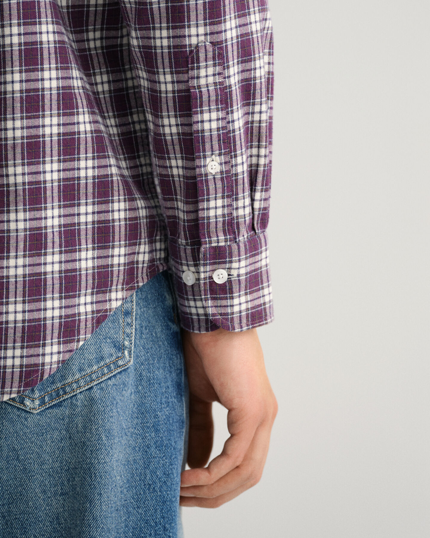 Camisa em flanela com padr&atilde;o de xadrez regular fit