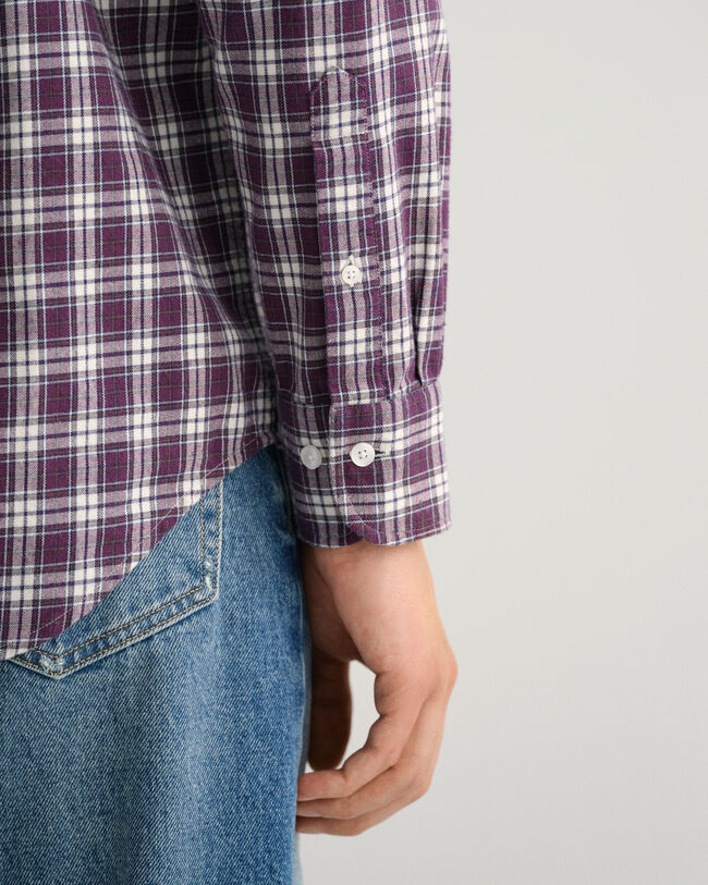 Camisa em flanela com padr&atilde;o de xadrez regular fit