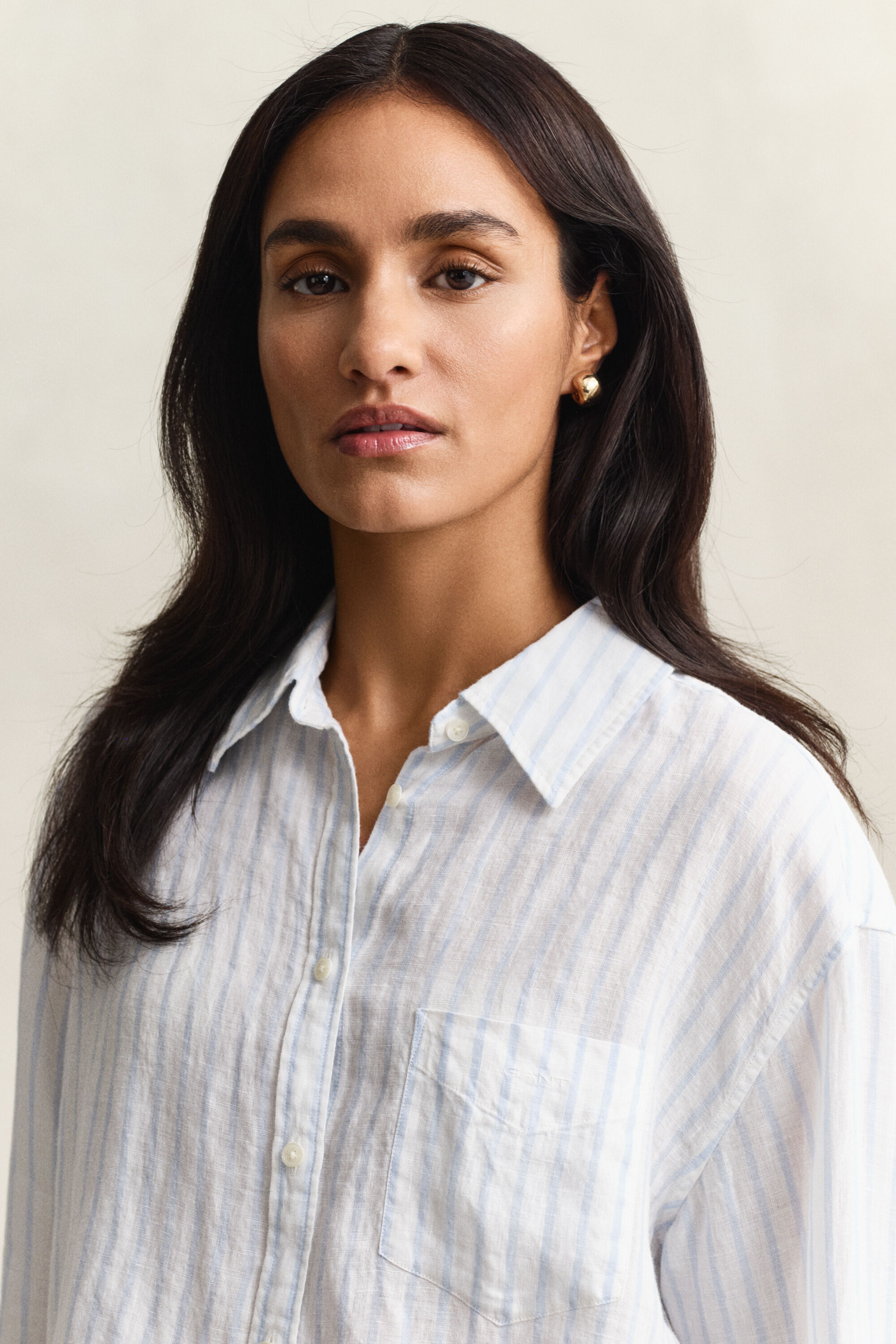 Camisa de linho às riscas relaxed fit