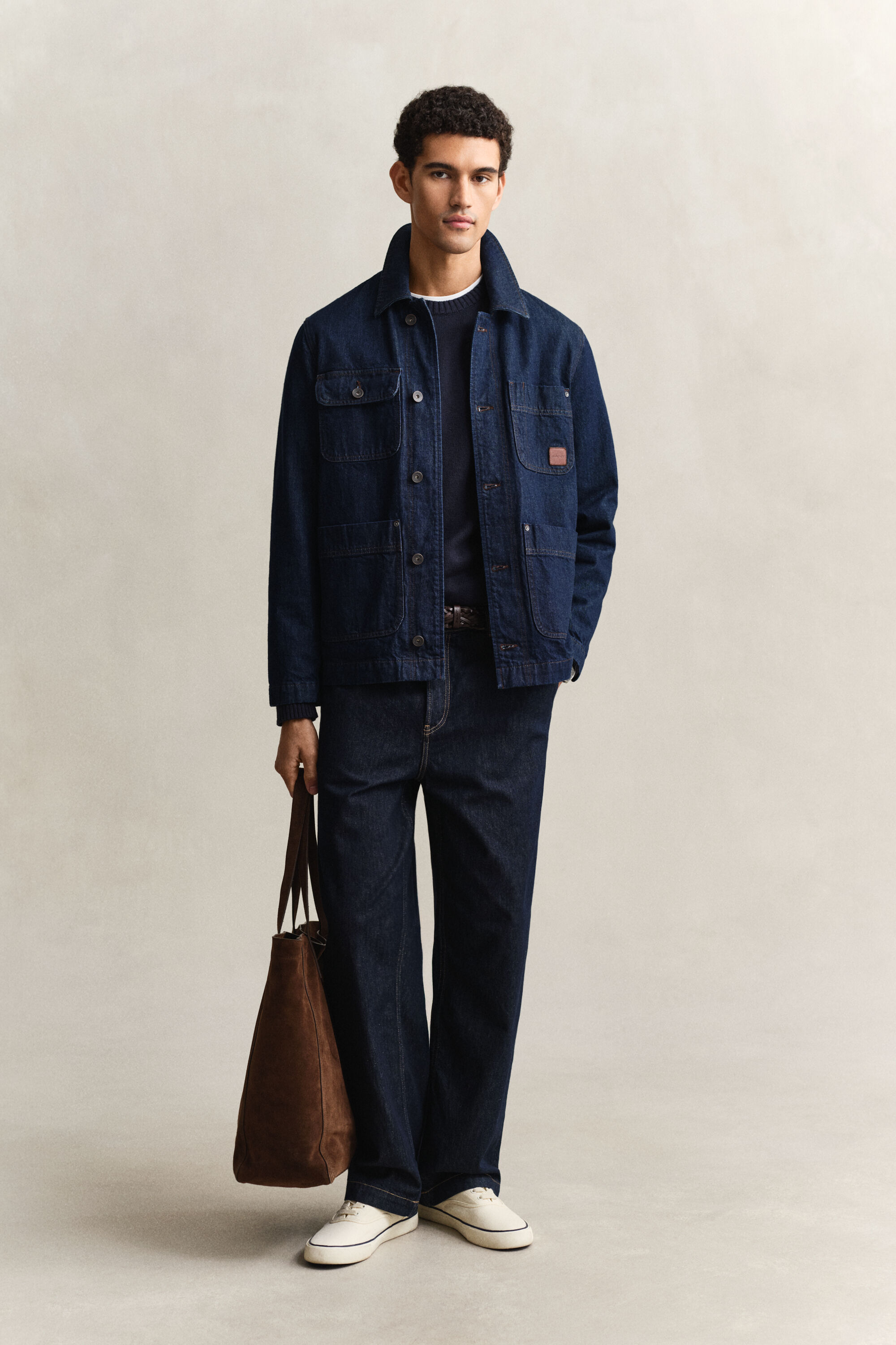 Camisola de malha com decote redondo em mistura de algodão