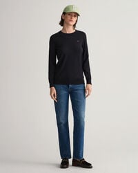 Camisola com decote redondo em algodão e caxemira