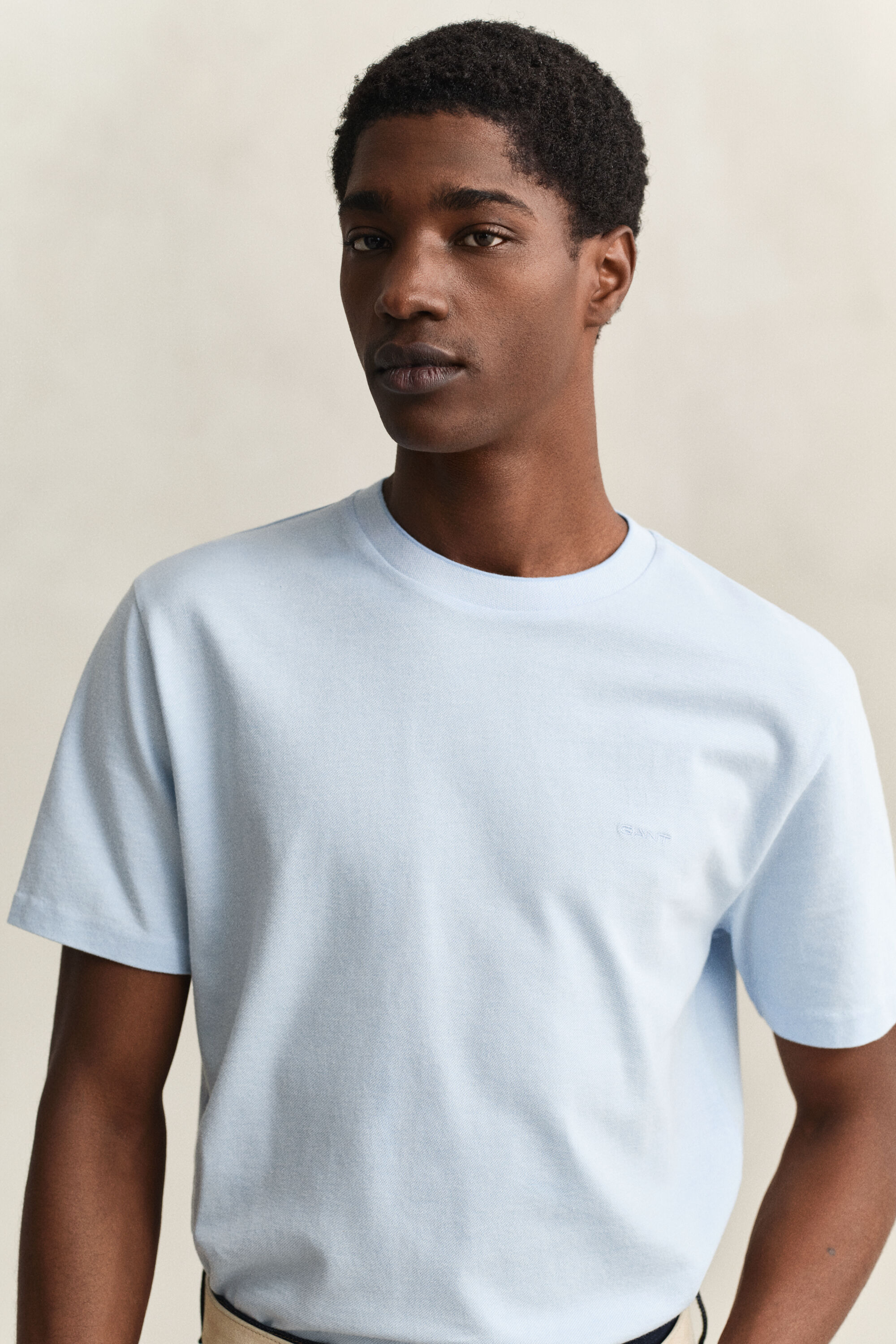 T-shirt em algodão piqué de dois tons