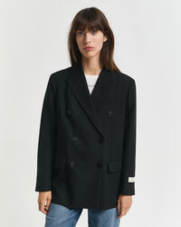 Blazer Hopsack em mistura de lã com frente de trespasse relaxed fit