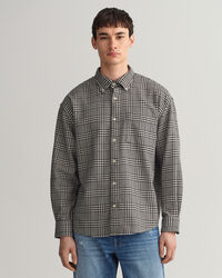 Camisa de algodão com padrão Houndstooth oversized