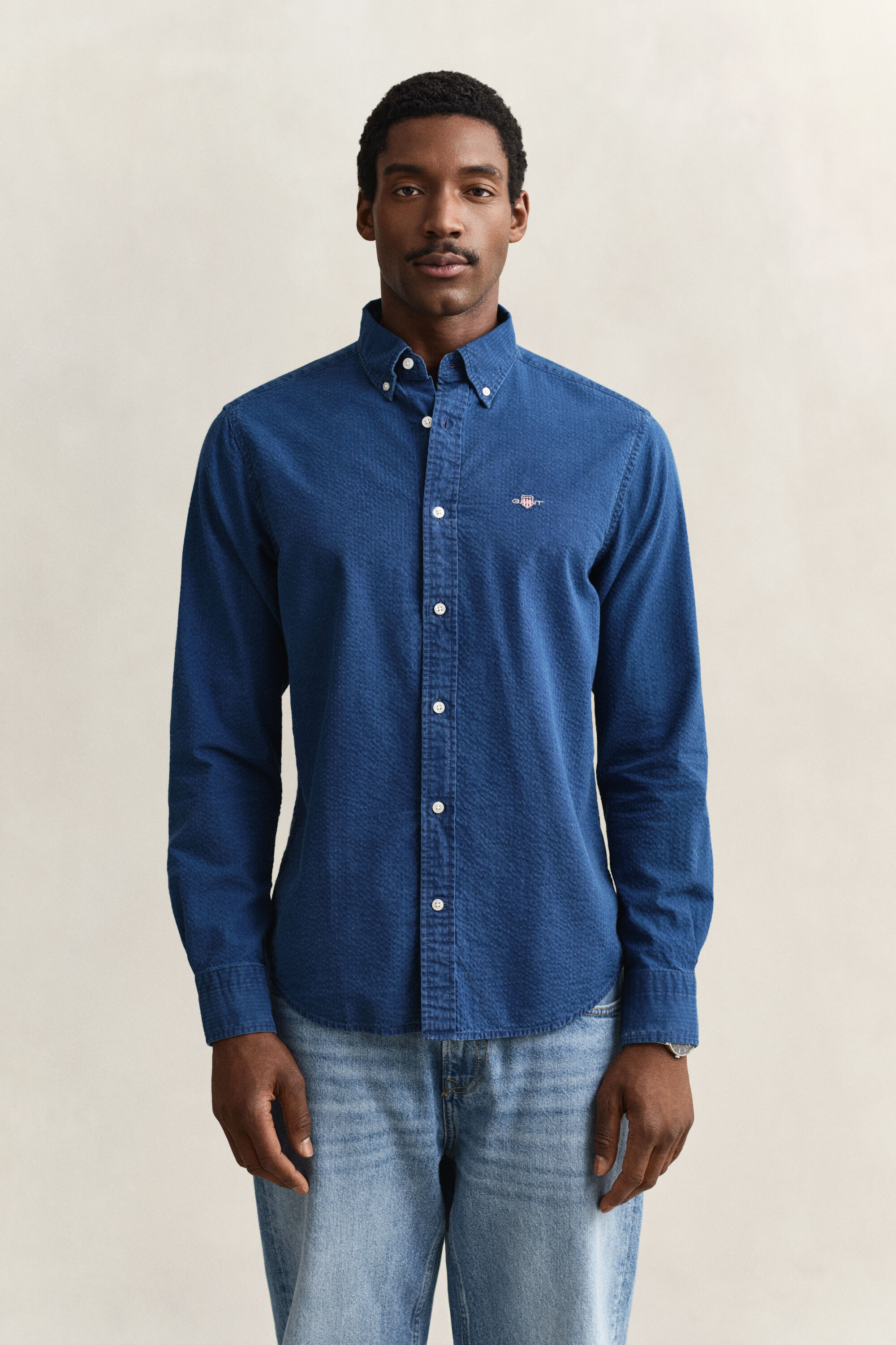 Camisa Seersucker índigo