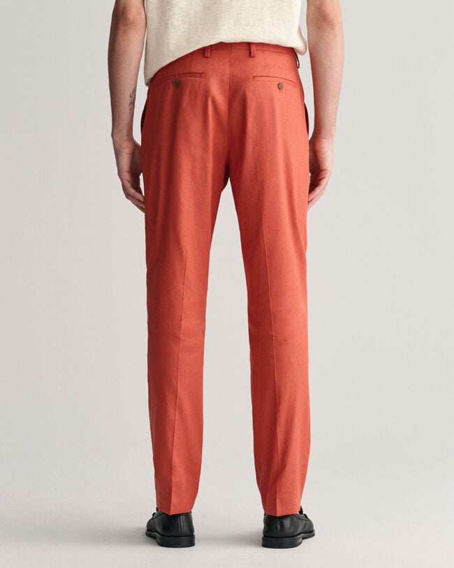 Cal&ccedil;as de fato em linho e algod&atilde;o slim fit