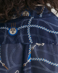 Camisa em seda e algodão com estampado Sailing relaxed fit