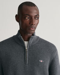 Sweatshirt com meio fecho em algod&atilde;o Textured