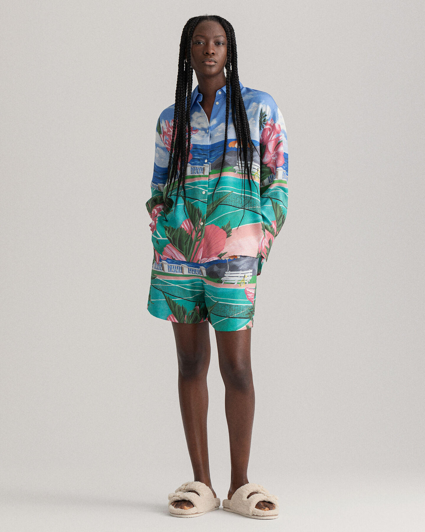 Camisa de seda com estampado Scenery