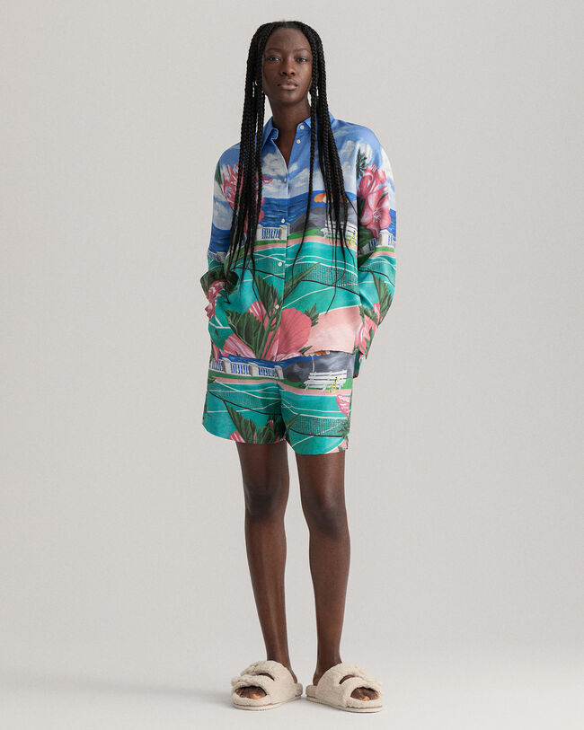 Camisa de seda com estampado Scenery