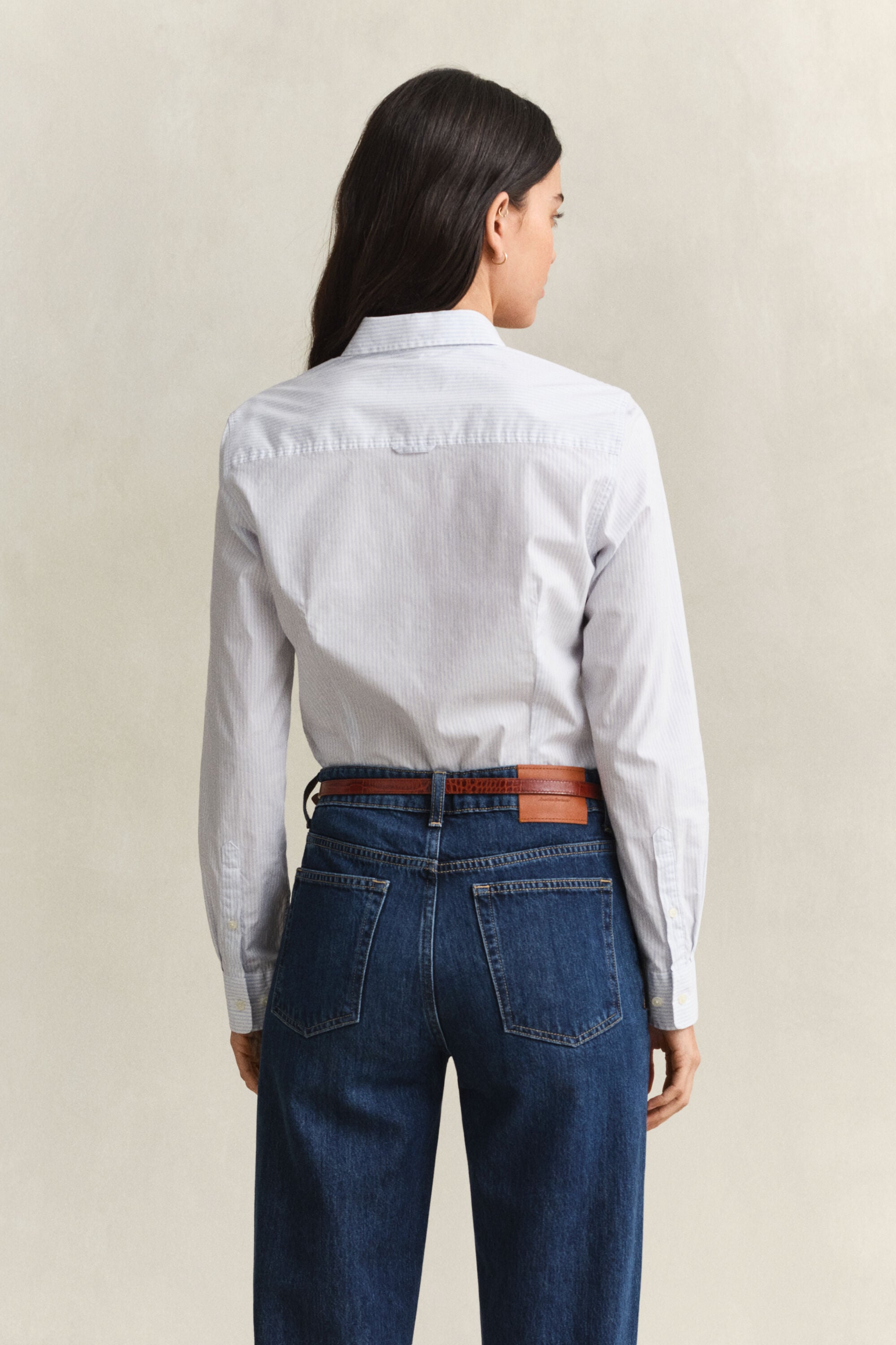 Camisa em popelina às riscas