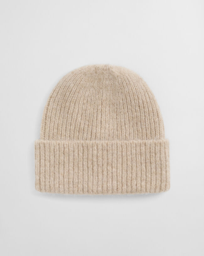 Gorro canelado em mistura de lã e lã de alpaca