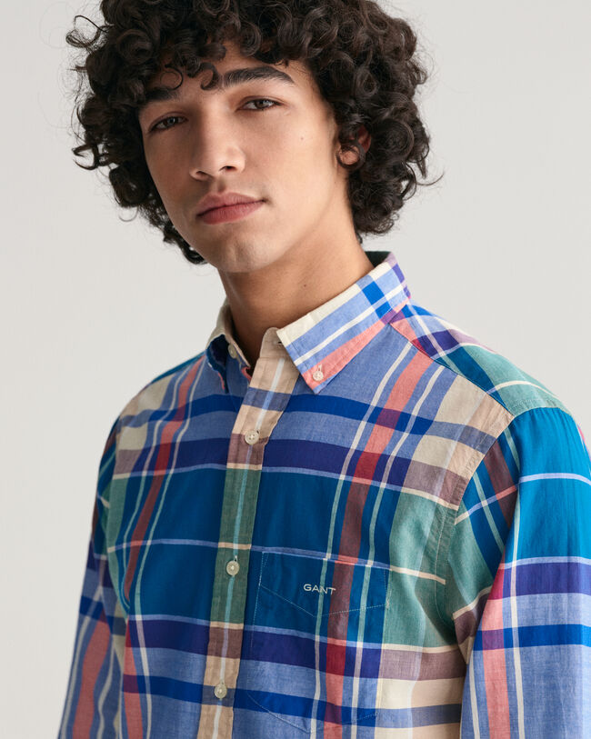 Camisa Madras &iacute;ndigo regular fit