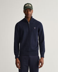 Pulover em algod&atilde;o com meio fecho Casual