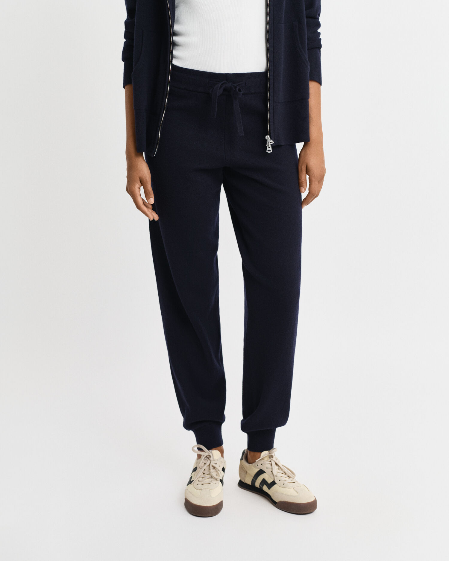 Calças em malha de lã extrafina