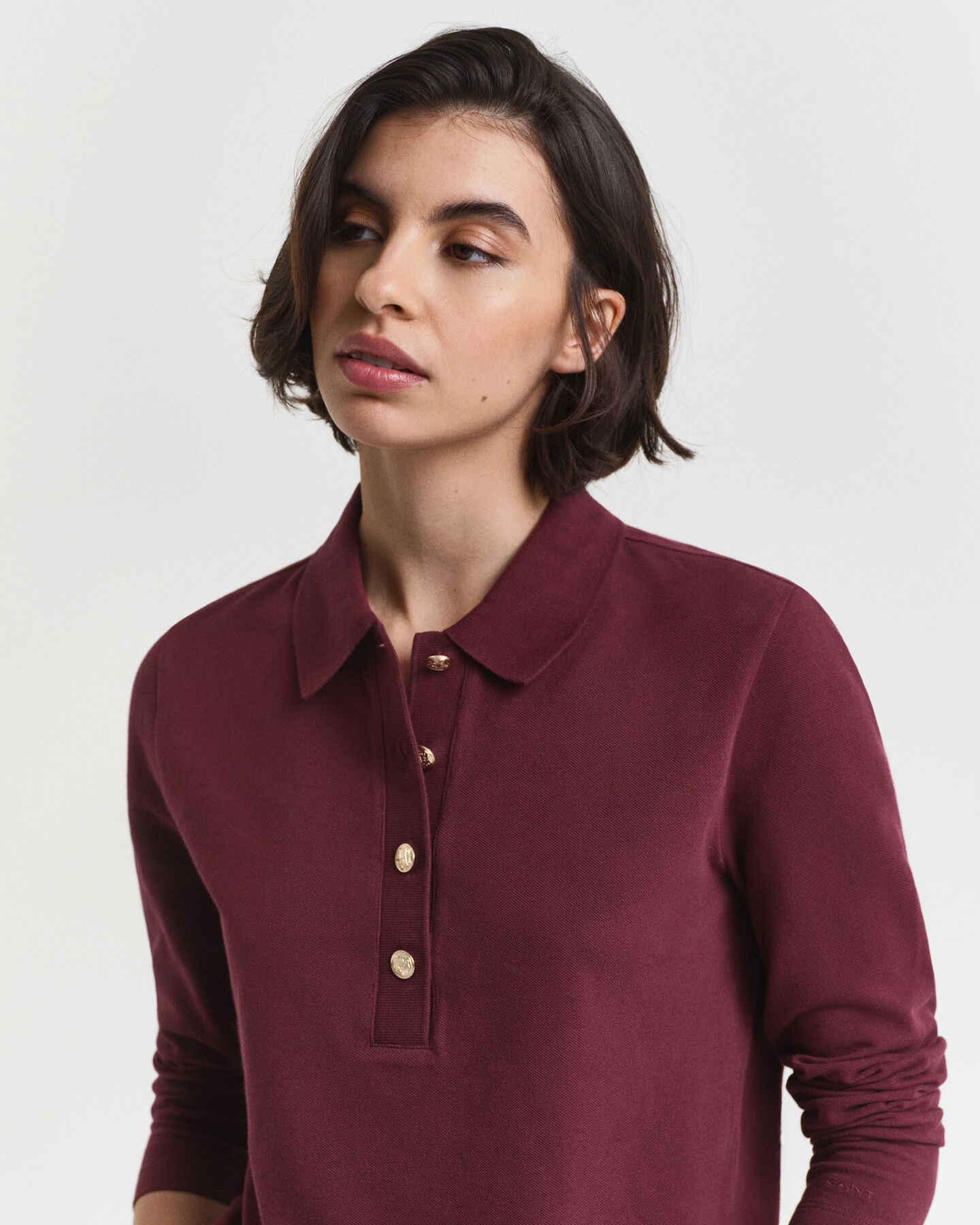 Polo de manga comprida em algodão piqué