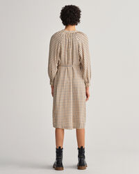 Vestido-camisa com gola estilo mao em padrão xadrez