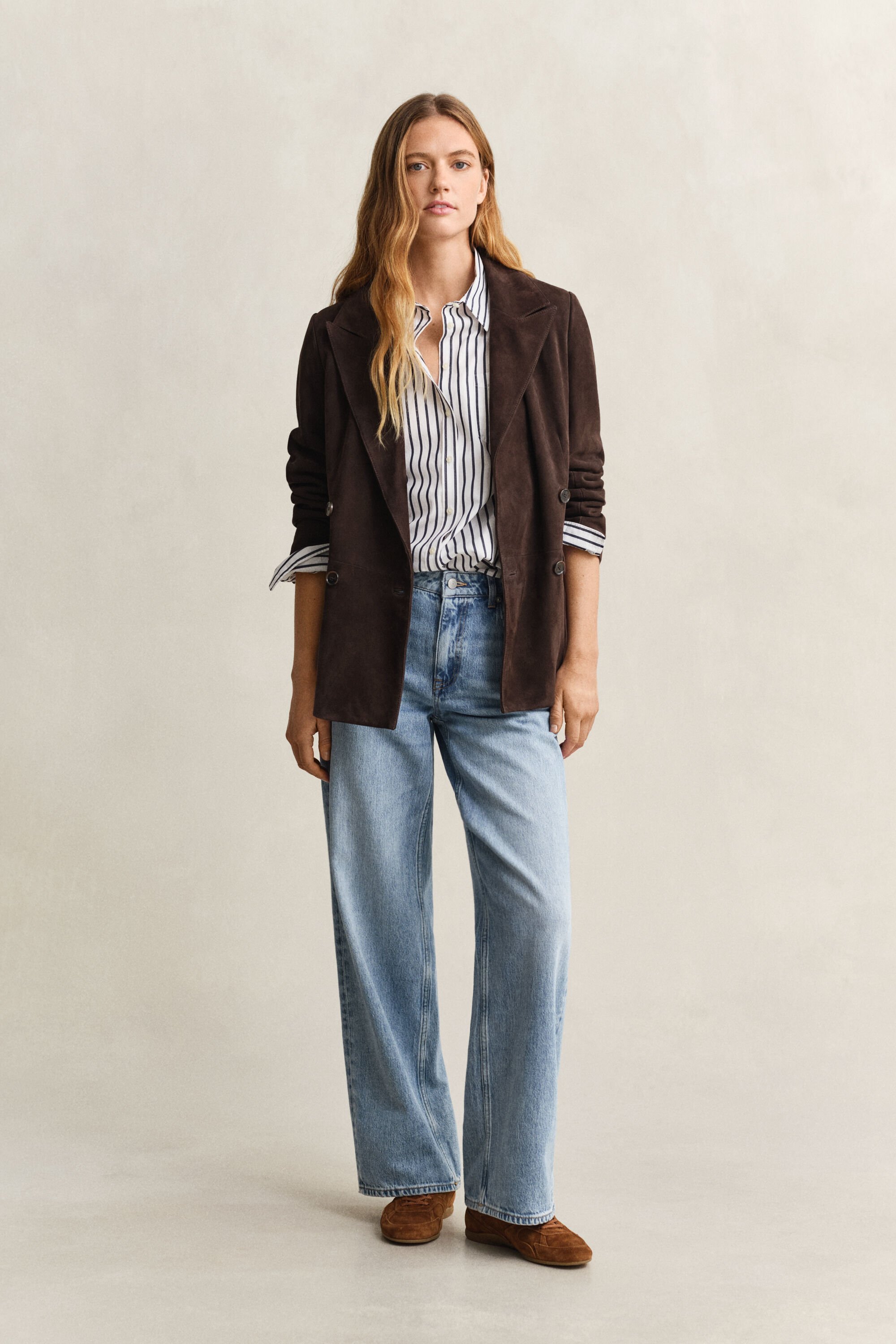 Camisa em popelina às riscas Classic relaxed fit