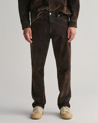 Cal&ccedil;as de ganga com acabamento aveludado Flocked relaxed fit