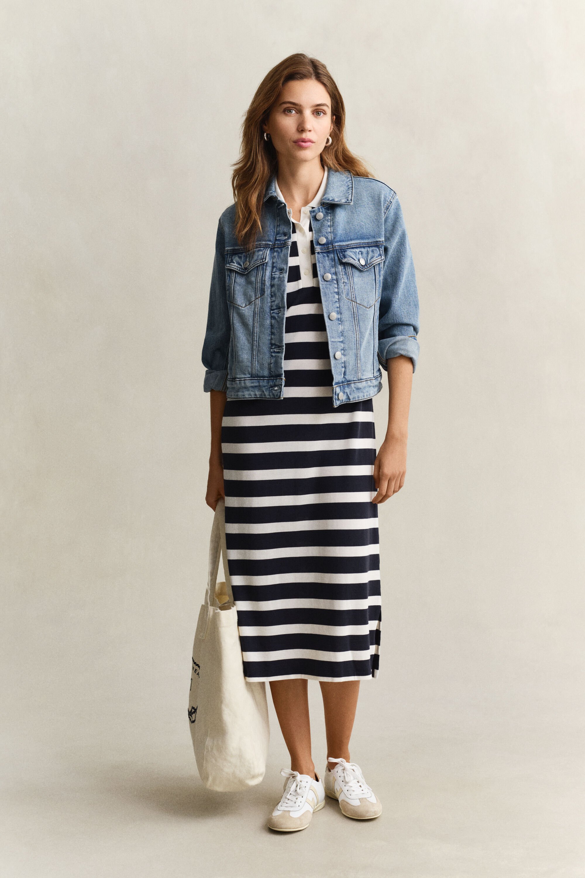 Vestido-polo às riscas