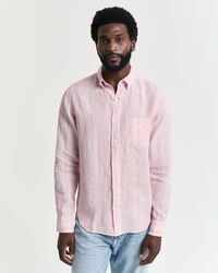 Camisa de linho às riscas finas regular fit