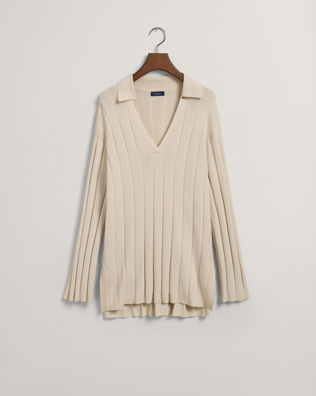 Pulover de malha com colarinho aberto