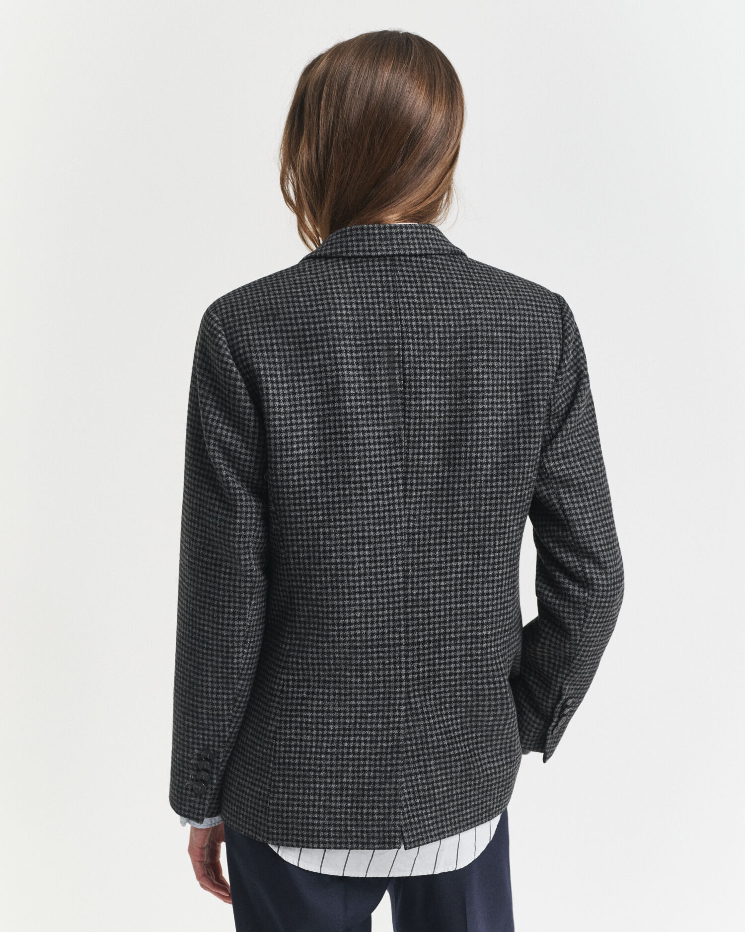 Blazer em lã com padrão Houndstooth regular fit