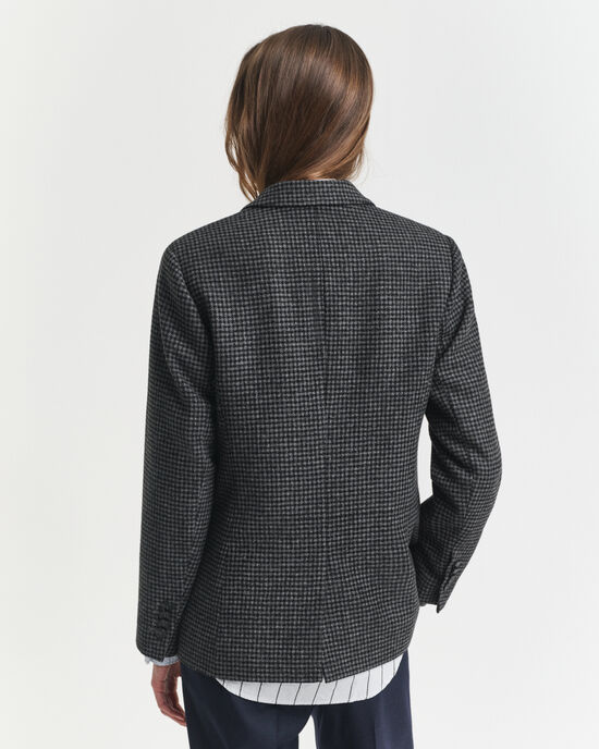 Blazer em lã com padrão Houndstooth regular fit