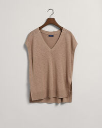 Colete com decote em V em mistura de linho