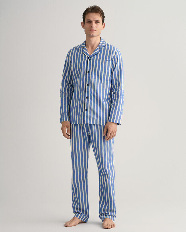 Calças de pijama Oxford às riscas
