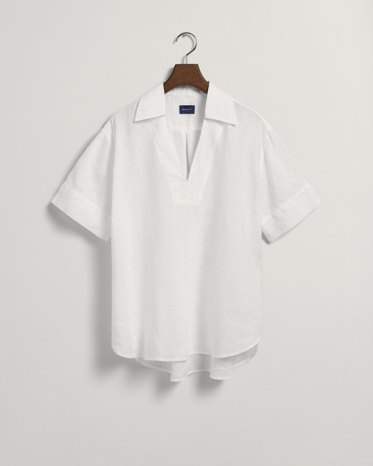 Camisa de manga curta em linho Popover