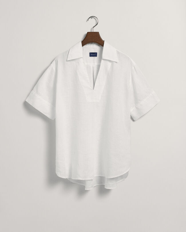 Camisa de manga curta em linho Popover