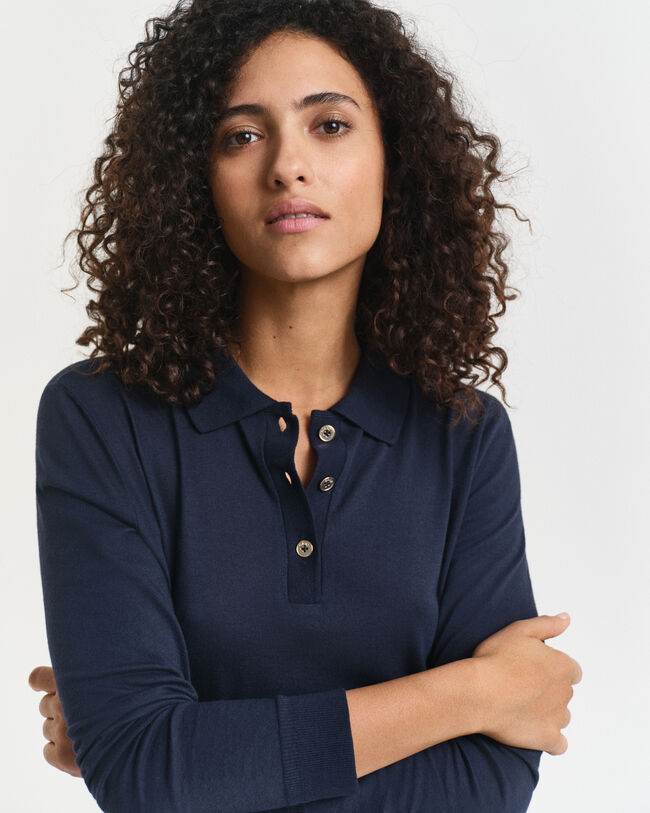 Polo de mangas compridas com botões