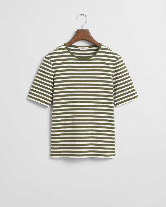 T-shirt canelada às riscas